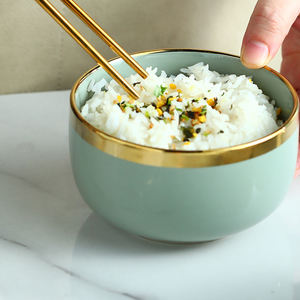 Bol à riz en porcelaine de haute qualité, vaisselle nordique, bol en céramique, vaisselle de luxe légère pour la maison, bol à riz en céramique - Product Image 5