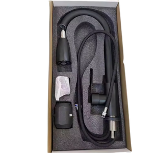 Robinet de cuisine moderne à poignée unique, à montage sur pont, avec bec extractible, couleur noire, eau chaude/froide, tuyau flexible, noyau de valve en céramique - Product Image 1