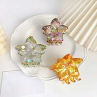 Nouvelles griffes de cheveux en plastique de fleur douce coréenne, vente en gros, Mini pince à cheveux en cristal pour femmes