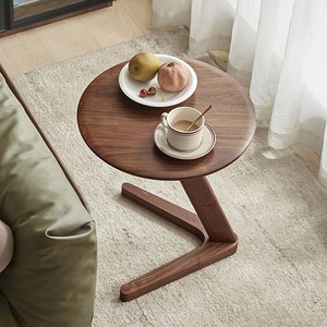 Solid Wood <b>Coffee</b> <b>Table</b> Walnut Round <b>Small</b> Side <b>Table</b> For Living Room Sofa - Product Image 1