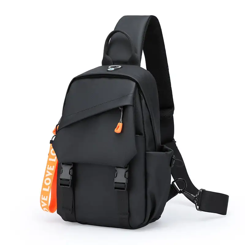 Sacs de poitrine de sport décontractés personnalisés pour hommes sacs à bandoulière en cuir imperméable avec poche et port USB sacs à bandoulière de mode
