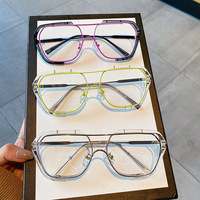 Lunettes de soleil polygonales vintage orange et violettes personnalisées avec logo, montures surdimensionnées en alliage transparentes pour femmes et hommes