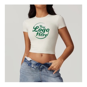 T-shirt court plissé imprimé à manches courtes pour femme, coupe ajustée, sexy, été, excellent rapport qualité-prix, taille XL, États-Unis - Product Image 2