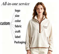 Sudadera de invierno personalizada nueva para mujer con cremallera de un cuarto, suéter cálido de forro polar, suéter informal con media cremallera para entrenamiento