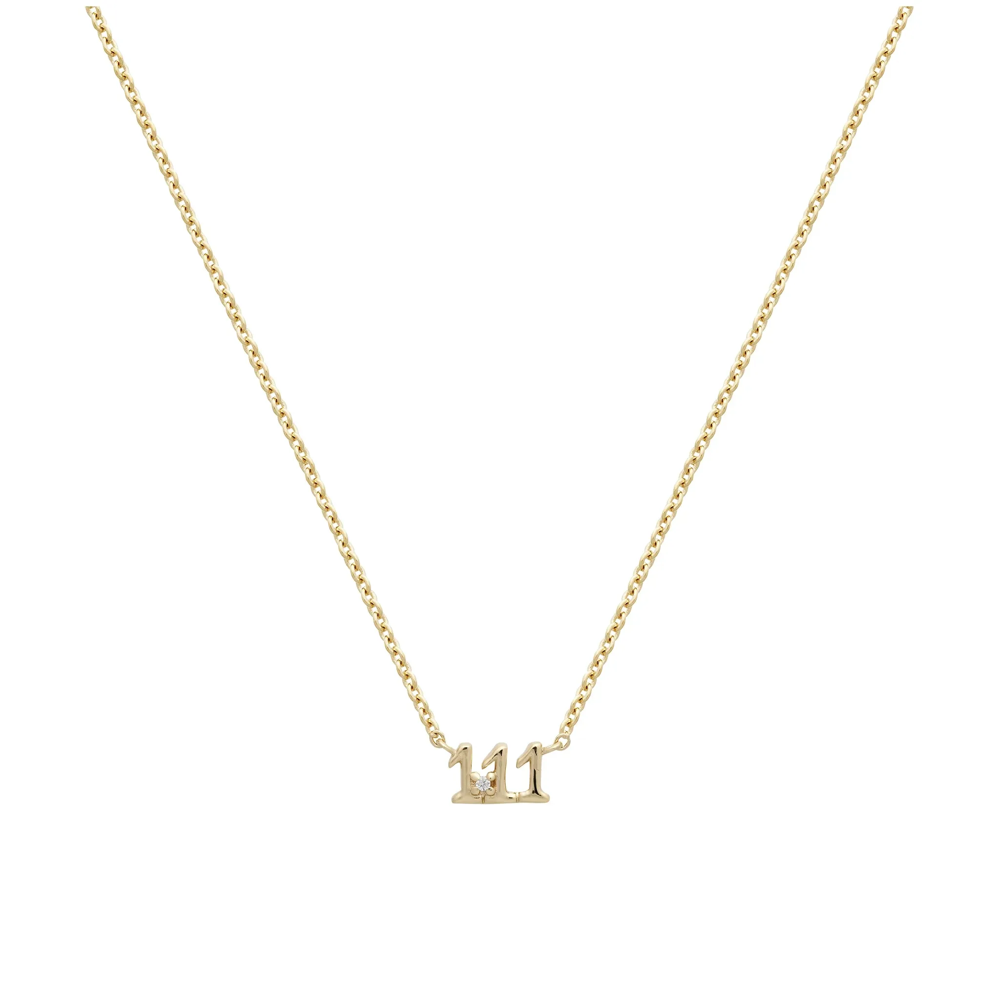 14K Massief Gouden Ketting Diamanten 111 Engel Nummer Ketting Zilveren 925