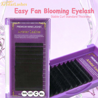 Extensions de cils Easy Fan à marque privée, auto-épanouissantes, en PBT coréen, faites à la main, certifiées ISO/CE, vente en gros