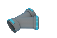 Raccord en T oblique pour tuyau PE 200x200x200, connecteur 3 voies pour conduit de ventilation, raccord de tuyauterie CVC pour système de ventilation
