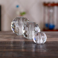 Vente en gros de sphères en cristal polies de luxe, transparentes, solides, facettées, écologiques, avec trou, multi-tailles, pour lampe de table, décoration de la maison