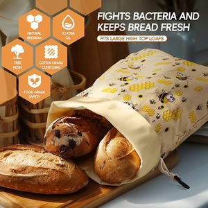 Sac de conservation alimentaire réutilisable pour pain au levain avec doublure amovible en cire d'abeille pour sacs à pain frais en cire d'abeille pour pain fait maison - Product Image 5