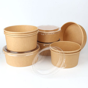 Grand <span class=keywords><strong>bol</strong></span> en papier kraft <span class=keywords><strong>jetable</strong></span> biodégradable, <span class=keywords><strong>bol</strong></span> à salade avec couvercle en <span class=keywords><strong>plastique</strong></span> - Product Image 2