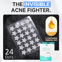 HDS 24 Patchs Hydrocolloïdes en Forme d'Étoile à l'Huile d'Arbre à Thé pour l'Acné et les Boutons, pour Peaux Normales, Utilisation Jour/Nuit, Patchs/Feuilles Neutres
