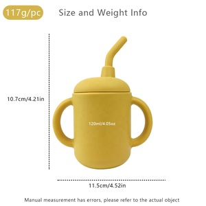 Gobelet anti-fuite en silicone pour bébé, nourrisson et tout-petit, sans BPA, de qualité alimentaire, écologique, sûr et personnalisé, avec couvercle et mini paille en silicone - Product Image 3