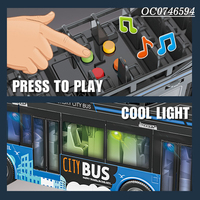 Bus à Deux Étages Jouet pour Enfants Bleu à Porte Ouverte à Friction avec Lumière et Son