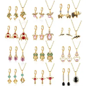Hd perhiasan buatan tangan berlian Amerika India Selatan pengantin berlapis emas 18k mode perhiasan set untuk wanita