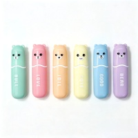 Mini stylos surligneurs en plastique en forme d'ours - 6 couleurs fluorescentes multicolores, stylos gel non effaçables, fournitures scolaires pour la marquage couleur