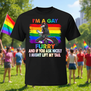 Camiseta del Mes del Orgullo Gay Fursona, con diseño de zorro y lobo arcoíris peludos - Product Image 3