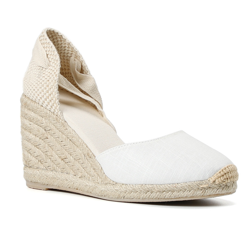 9cm wedge linen white