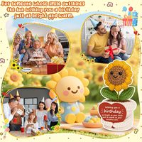 Peluche tournesol au crochet Overcame - Cadeau inspirant et amusant pour anniversaire, fête des Mères, pour femmes, hommes, maman, meilleure amie - Idée cadeau unique