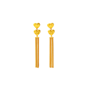 ต่างหูแฟชั่นทรงหยดน้ำ สแตนเลส 316L ชุบทอง PVD รูปหัวใจ ดีไซน์พู่ห้อย - Product Image 2