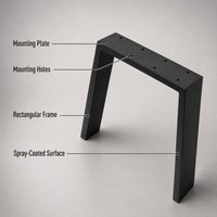 Piétement de table en métal noir avec trous de fixation, revêtement par pulvérisation pour cadres de table