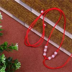 Exquisito Collar de Cuerda Trenzada Roja para la Frente con Colgante de 8 Cuentas, Joyería de Moda, Collares de Cuentas para Uso Doméstico - Product Image 4