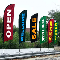 Drapeau publicitaire extérieur personnalisé en forme de plume avec mât et base en aluminium, bannières volantes double face pour la promotion