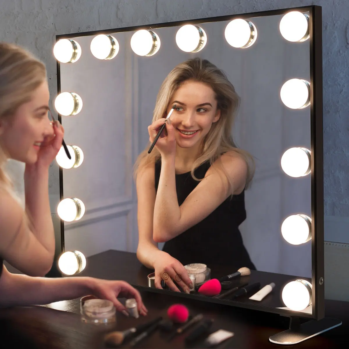 Beauty Kaptafel Verlichte Make-upspiegel Meubels Met Led Lampjes Touch Sensor Schakelaar Hollywood Vanity Spiegel