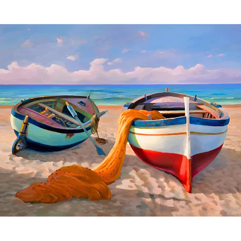 Plusieurs couleurs-Bateaux sur la plage