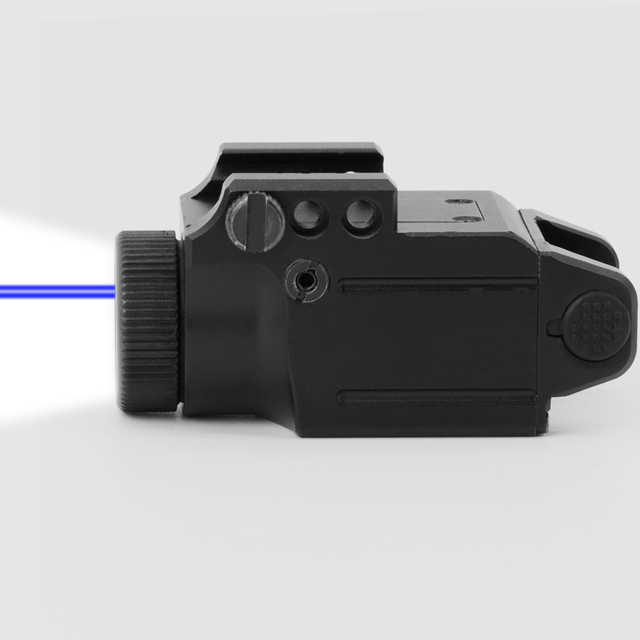 Compact Aluminum 10x Hunting Rechargeable 600 Lumens Blue Laser Sight and LED Light with 240ft Field of View for Outdoors Use