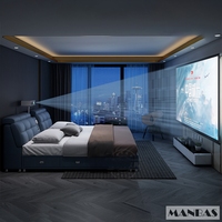 Linlamlim Modernes Design, Verstellbares Smart-Bett, Ultimative Technologie, Multifunktionaler Eichenbettrahmen, Echtes Leder, Bluetooth-Lautsprecher, Schubladen