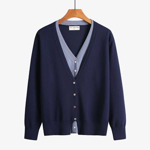 Cardigan tricoté deux pièces col en V pour femme, nouvelle collection automne-hiver, en <span class=keywords><strong>laine</strong></span> douce, couleur unie, coupe ample, style français élégant 3839 - Product Image 3
