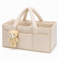 Sac à langer grande capacité toutes saisons en polaire Teddy avec logo couleur personnalisé, fourre-tout de rangement en peluche pour maman, poignées incurvées pliables, OEM ODM