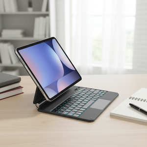 Clavier sans fil BT multifonctionnel rétroéclairé 7-RGB avec étui pour tablette, personnalisable, <span class=keywords><strong>12</strong></span>,<span class=keywords><strong>4</strong></span> <span class=keywords><strong>pouces</strong></span>, format ciseaux, vente en gros - Product Image 1