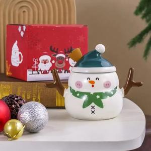 Tasse à café en forme de bonhomme de neige de Noël avec couvercle, tasse à eau créative de grande capacité - Product Image 6