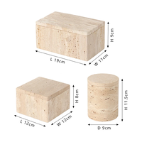 SAIDKOCC D12x8cm boîte de rangement décorative en travertin pour bijoux en marbre naturel salle de bain vanité organisateur bidon pour coton-tige