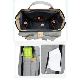 ママと赤ちゃんのためのウェットトート機能を備えたデラックス防水多機能折りたたみおむつバックパックカスタムUSBショルダーバッグ - Product Image 3