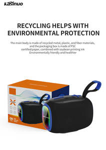 Enceinte Bluetooth Kasinuo Bass Cannon avec éclairage RGB, 1500 mAh, TWS, TF, USB, cordon, en ABS et tissu maillé, matériaux recyclés, pour extérieur, karaoké et soirées - Product Image 6