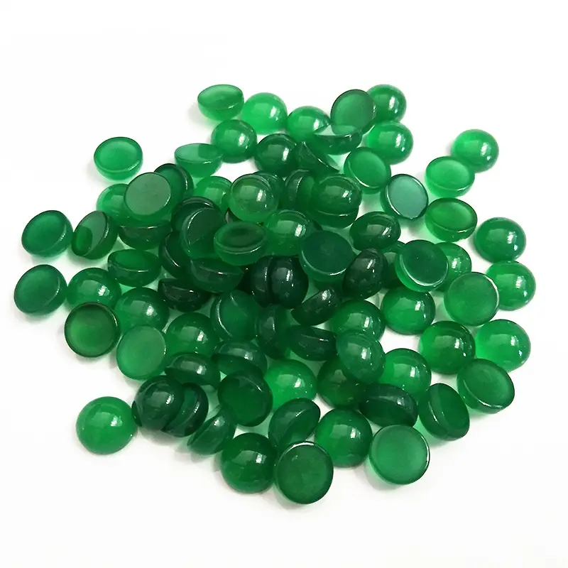 Prix de gros Rond Cabochon Jade D'agate Verte Jade Perles pour Bijoux