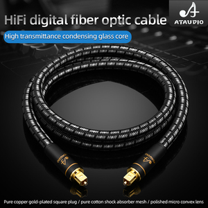 Câble Toslink plaqué or 24 carats ATAUDIO 1m 2m 3m 5m 7,5m 10m Câble <span class=keywords><strong>audio</strong></span> numérique fibre <span class=keywords><strong>optique</strong></span> Toslink mâle mâle <span class=keywords><strong>coaxial</strong></span> en stock - Product Image 3