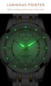 นาฬิกาข้อมือควอตซ์สปอร์ตหรูหราสำหรับผู้หญิง JM รุ่นเล็ก สีทอง กันน้ำ สายสแตนเลสทรงรี หน้าปัดกระจก พร้อมเข็มบอกเวลา - Product Image 5