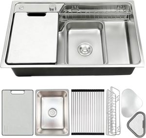 Fregadero <span class=keywords><strong>de</strong></span> Cocina Individual Grande <span class=keywords><strong>de</strong></span> Estilo Japonés <span class=keywords><strong>de</strong></span> 75x48cm, Acero Inoxidable 304 con Textura <span class=keywords><strong>de</strong></span> Grano <span class=keywords><strong>de</strong></span> Arroz <span class=keywords><strong>de</strong></span> 1.8mm <span class=keywords><strong>de</strong></span> Grosor, Fregadero <span class=keywords><strong>de</strong></span> Montaje Superior - Product Image 6
