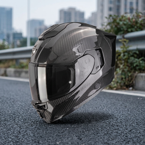 Nuovo Casco Integrale SCORPION EXO-1500 Retro in Carbonio con Chiusura Rapida, Doppia Visiera a Specchio, Nero per Ciclismo, Taglia XL - Product Image 2