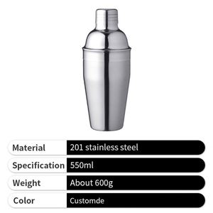 Shaker à cocktails en métal de qualité supérieure, en acier inoxydable isolé, grande capacité 550 ml, shaker à vin pour bar - Product Image 3