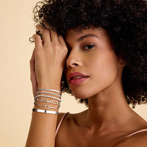 Tốt Brass Đồ Trang Sức Set Bạc Mạ Bangle Thắt Nút Vòng + Kẹp Giấy Đính Cườm Chuỗi Liên Kết Vòng Đeo Tay - Product Image 4