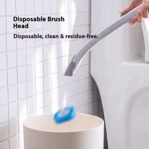 Disposable Toilet <b>Brush</b> with Strong Detergent <b>Long</b> <b>Handle</b> No Dead Angle Plastic Replacement <b>Brush</b> Head - Product Image 3