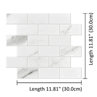 Panneaux muraux décoratifs modernes en PVC Carreaux muraux en marbre blanc brillant Mosaïque de métro à peler et à coller