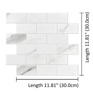 Paneles de pared decorativos de PVC modernos, mosaico de azulejos de pared de mármol blanco brillante para Metro Peel and Stick - Product Image 2