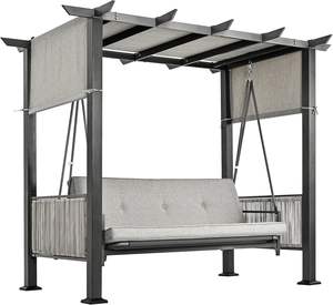 Dondolo da Giardino, Sedia a Dondolo Sospesa per Esterni, <span class=keywords><strong>Amaca</strong></span> a 3 Posti <span class=keywords><strong>con</strong></span> Braccioli - Product Image 1