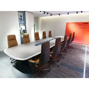 Modern multi-functional conference room office furniture, luxurious gray rectangular large conference table for 8-10 people