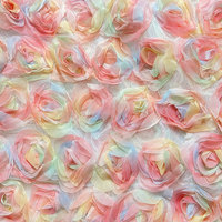 2024 mode personnalisé Polyester doux léger coloré dentelle Roses motif broderie tissu Rosette tissu pour robe de mariée